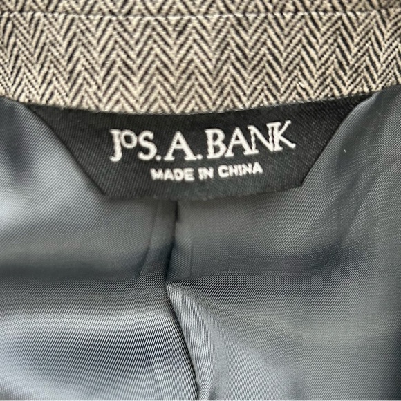 Jos A Bank Sport Coat Gray Herringbone Silk Camel Hair Blazer Size 40 Regular - Picture 9 of 11
